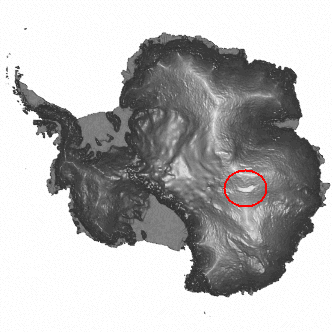 A map of Antarctica with Lake Vostok circled in red. Source: Lake Vostok Workshop