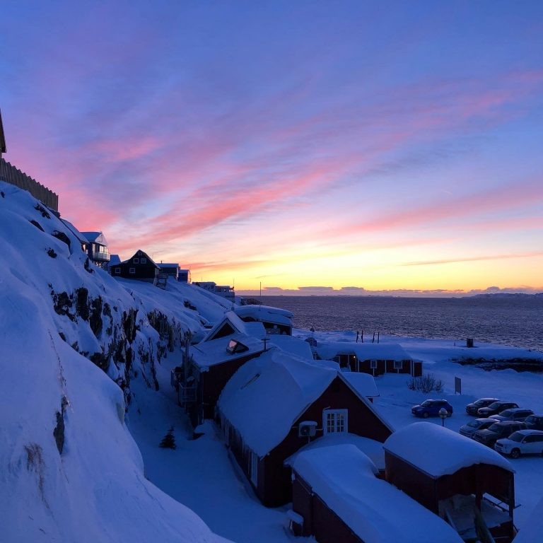 Nuuk, Greenland at sunset.