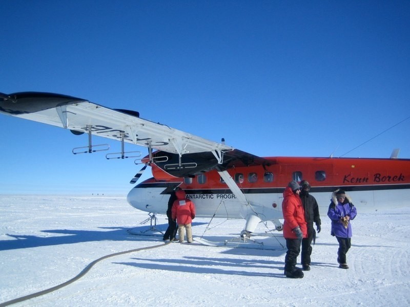 AGAP team refueling Twin Otter aircraft in Antarctica. Photo: Michael Studinger (LDEO)