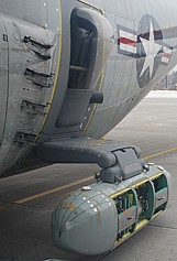 Rear troop door of aircraft with IcePod attached. Photo: Nicholas Frearson (LDEO)