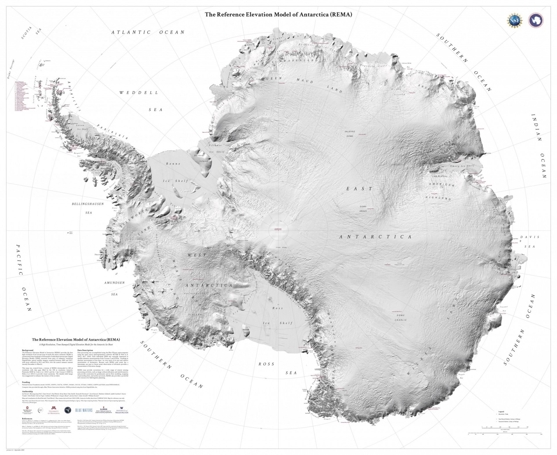 Cartographic Map of The Reference Elevation Model of Antarctica (REMA). Image: Polar Geospatial Center (PGC) Cartographic map of the Reference Elevation Model of Antarctica by the Polar Geospatial Center