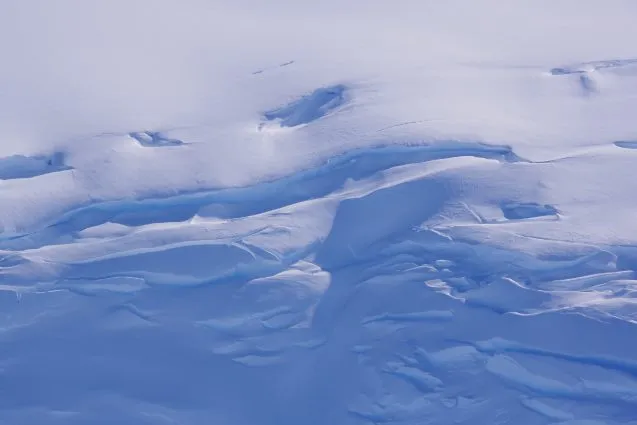 Crevasses in the Ross Ice Shelf. Photo: Susan Howard (ESR)