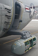 Rear troop door of aircraft with IcePod attached. Photo: Nicholas Frearson (LDEO) Rear troop door of aircraft with IcePod attached. Photo: Nicholas Frearson (LDEO)